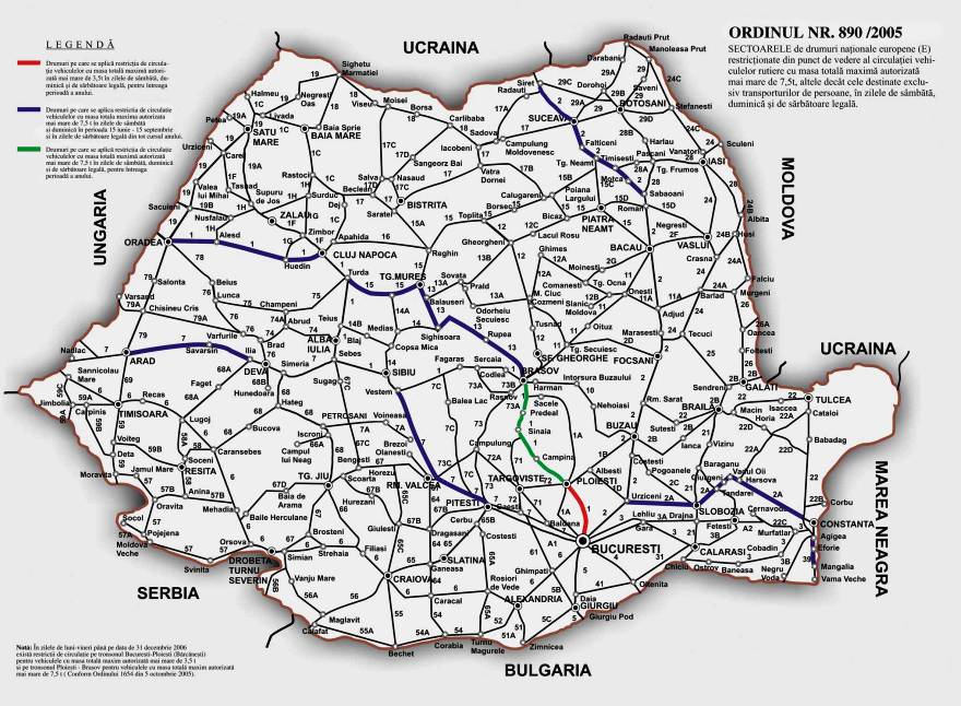 Harta Romania Administrativ Rutiera Laminata De Perete 200x140